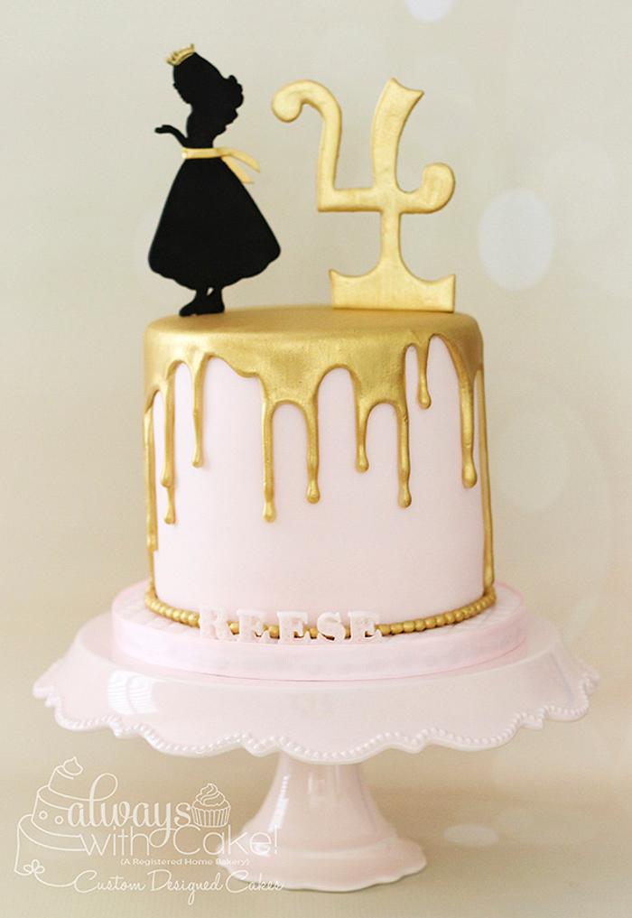 Gold and Pink Princess Cake