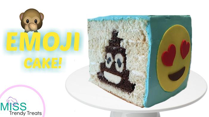 FUN EMOJI CAKE w/ SURPRISE POOP EMOJI INSIDE!