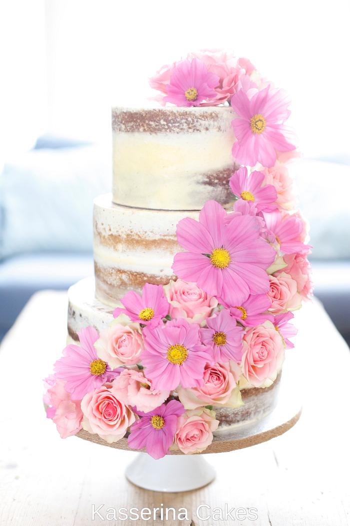 Rustic semi-naked wedding cake