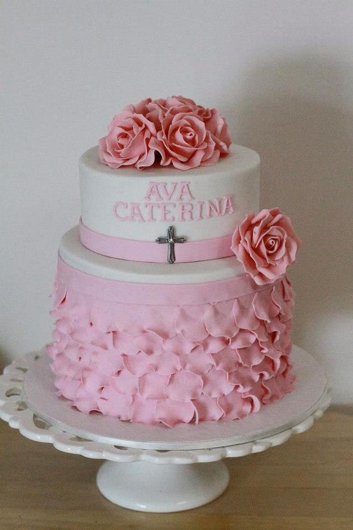 Petal Pink Christening Cake