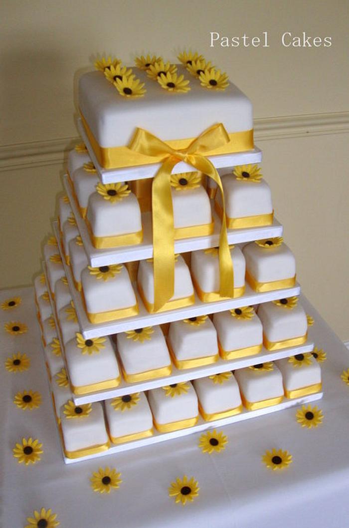 Sunflower miniature wedding cake tower