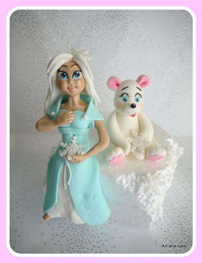 A snow princess with Polly the polar bear