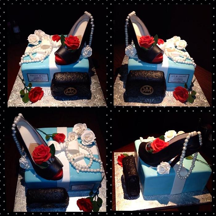 Tiffany Box cake and Black stiletto 