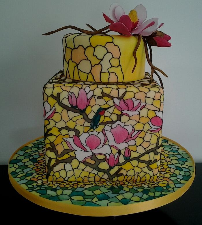 magnolia stained glass cake