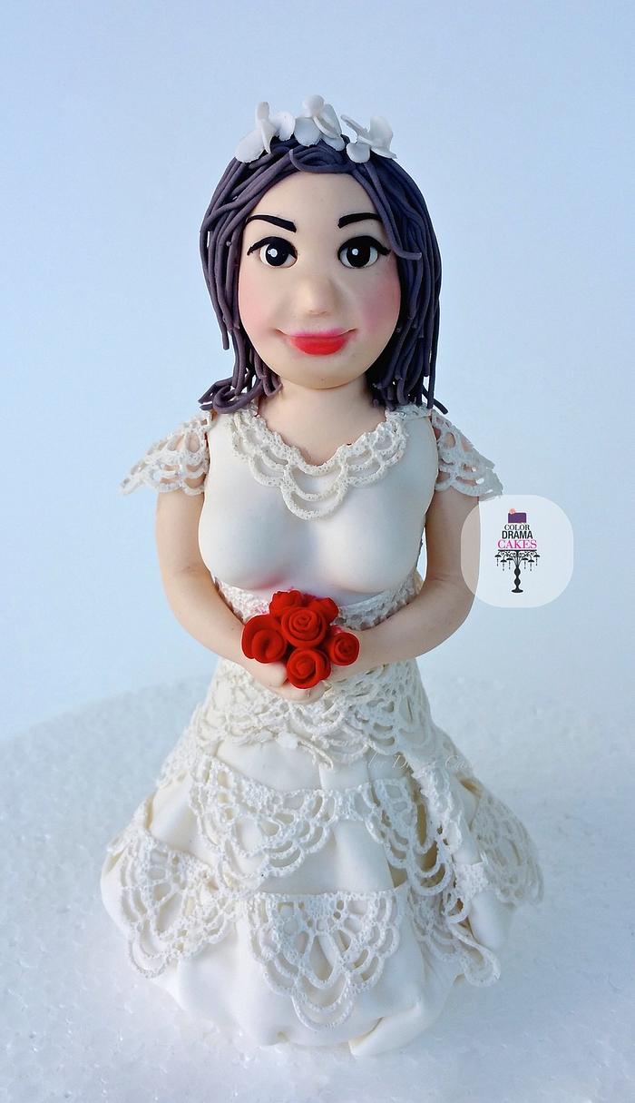 Cute bride, Cake topper. Cake Figurine.