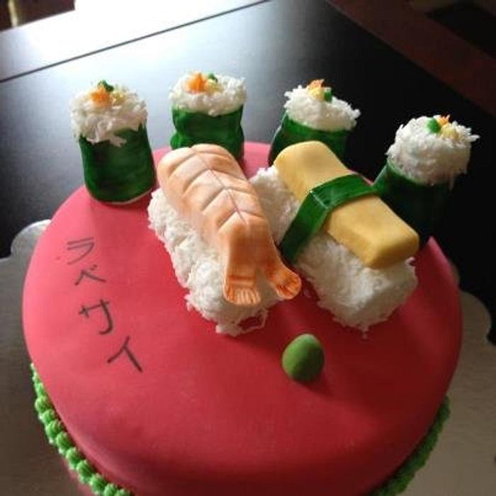 Sushi cake.