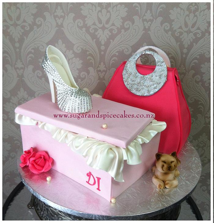 Bling Stiletto Cake and Handbag cake