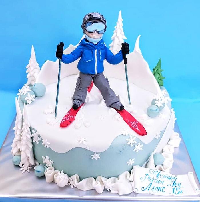 Cake with skier