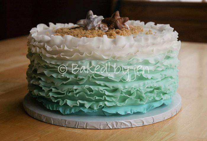Ombre Beach Reception Cake