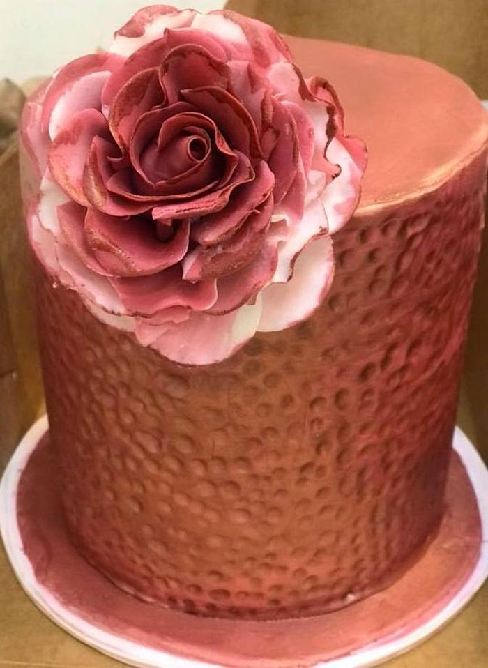 Rose Gold Hammered Metal Cake