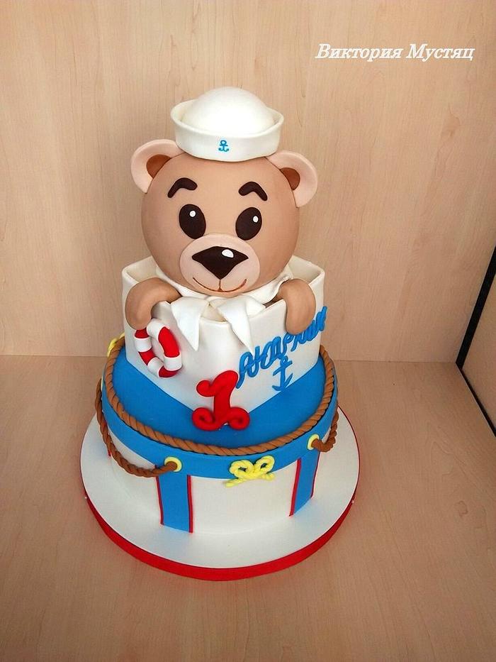 Teddy First Birthday Cake