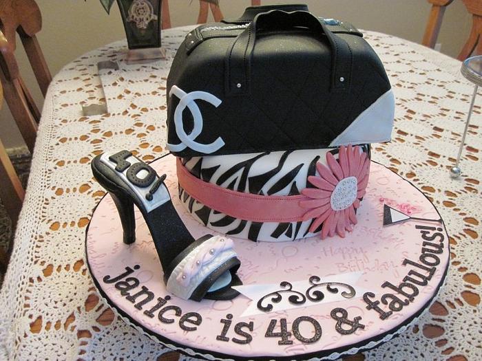 Chanel Style Purse and Shoe Birthday Cake