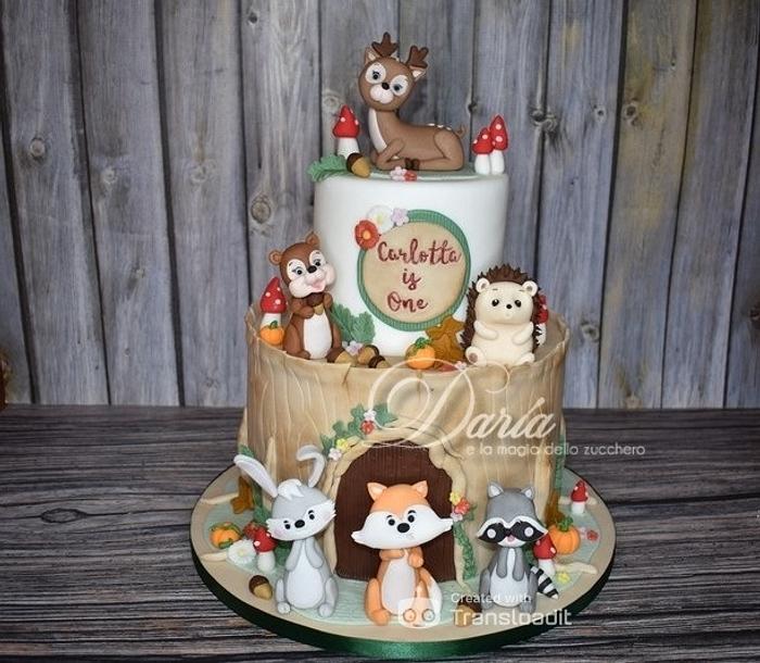 Wood animals cake