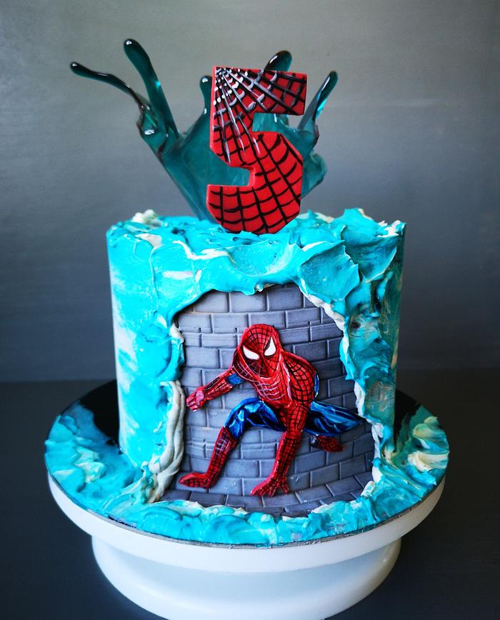 Spiderman cake with wave