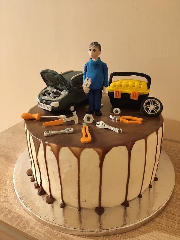 Mechanical engineer theme cake 🎂 Everything is handcrafted & edible except  car 🔧🔨🛠️🔩🧰 Flavour: Coffee Mocha 🎂😇 ... | Instagram