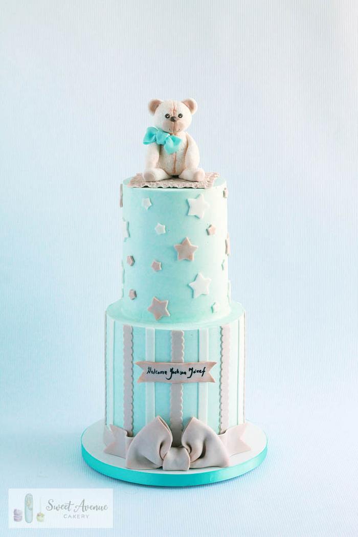 Teddy Bear Topper Baby Shower Cake