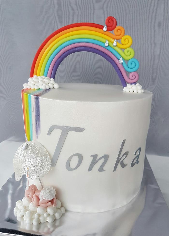 Rainbow baby Christening cake