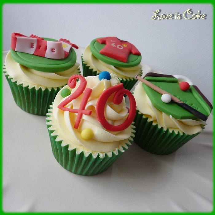 Football and Snooker cupcakes