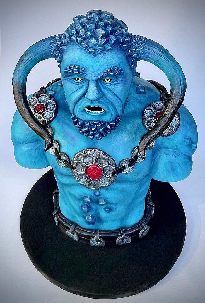 Blue Demon bust cake