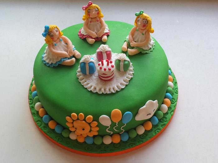 Triplets  birthday cake