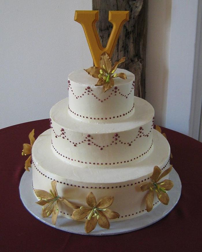Burgundy and Mustard wedding cake
