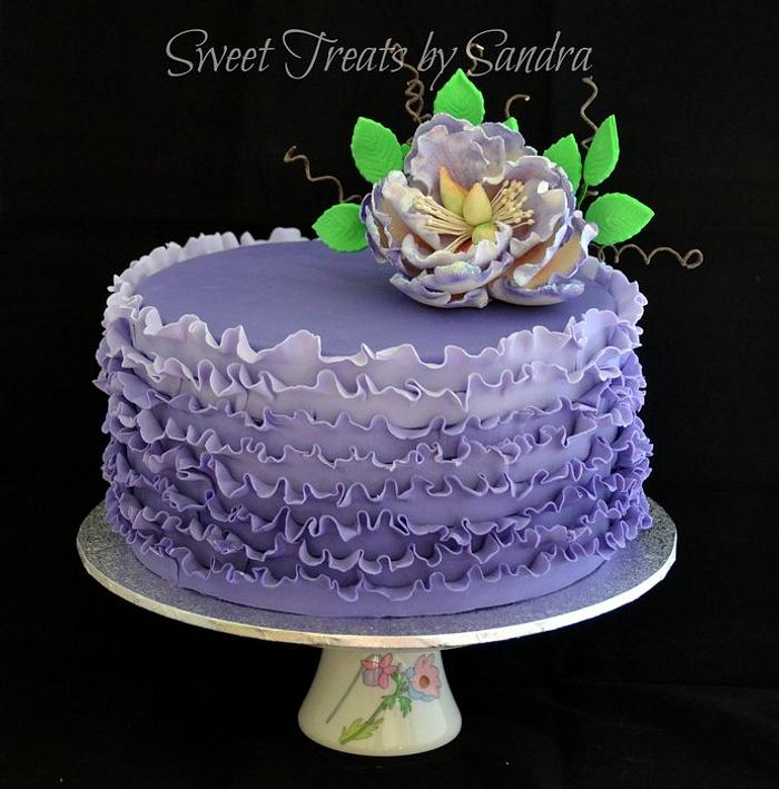 Purple Ombre Ruffle Cake