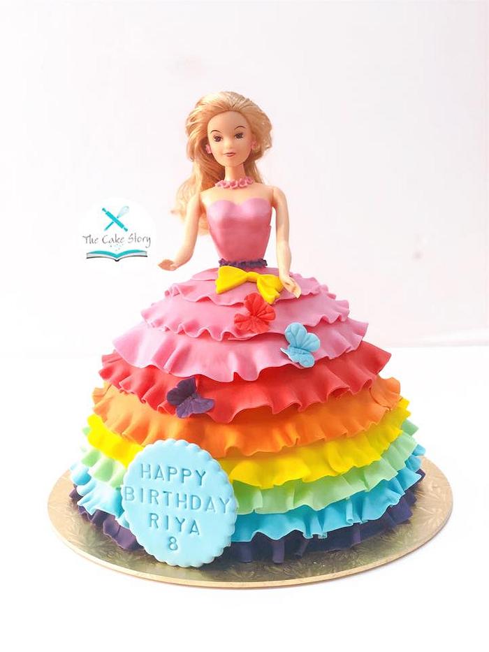 Rainbow barbie cake 
