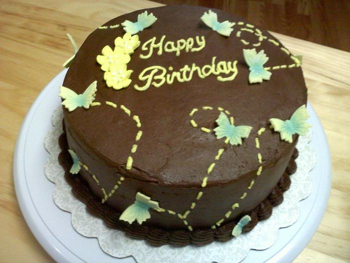 Butterfly chocolate caramel birthday cake