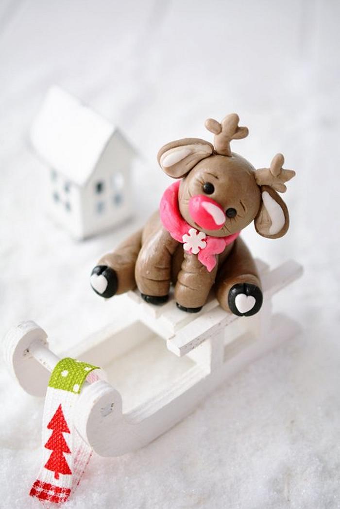 Rudolph the red nosed reindeer cake topper
