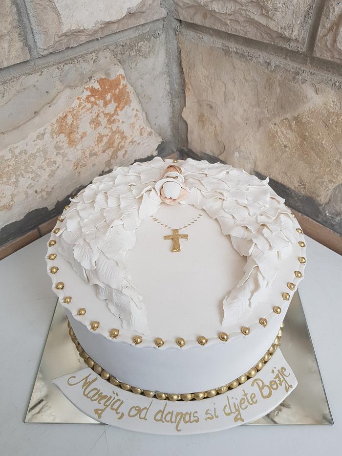 Christening fondant cake