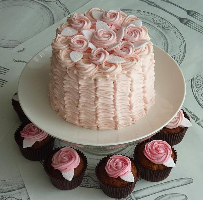 Buttercream Ruffles and Roses Cake