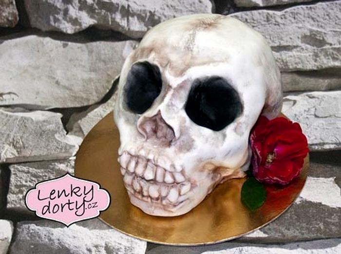 Scull with rose