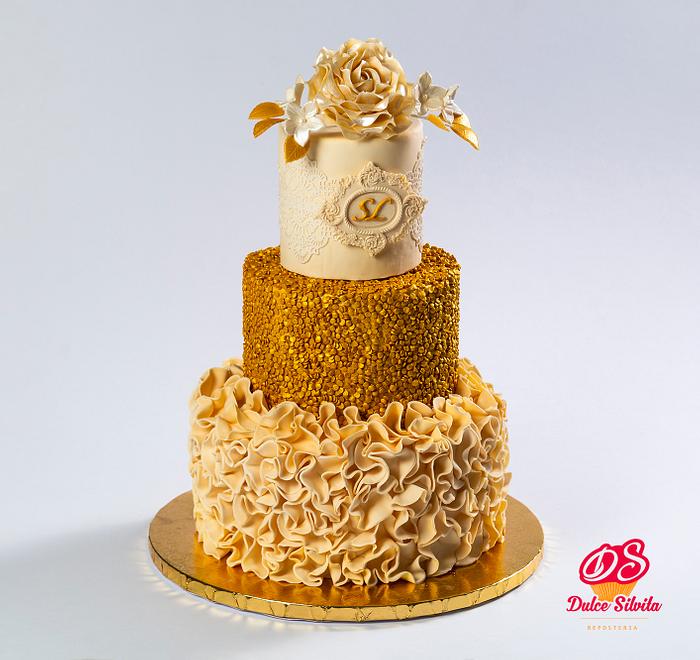 Wedding Cake Gold & Ivory