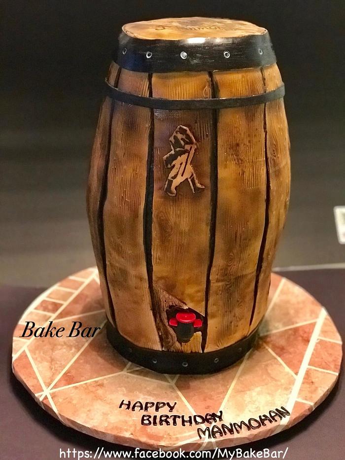 Whiskey Barrel cake with working whiskey dispenser!