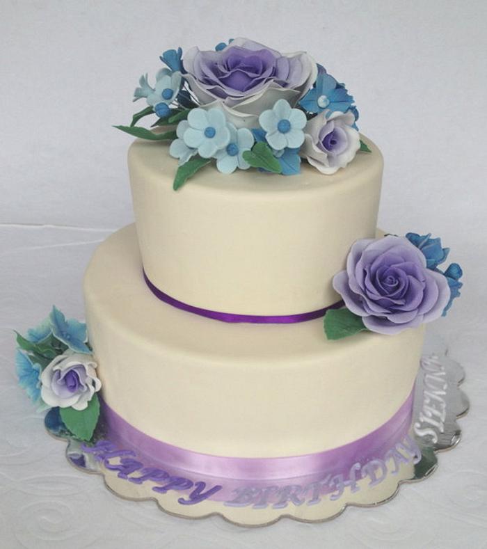 Purple Ombre Rose Cake