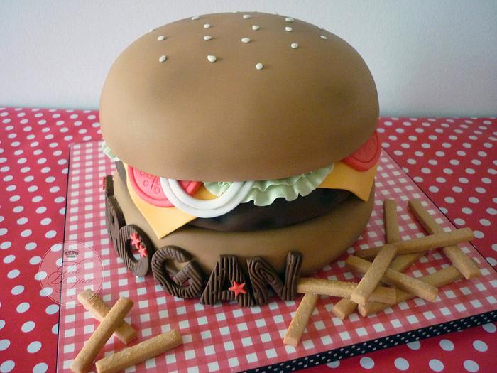 Cheeseburger & Fries birthday cake