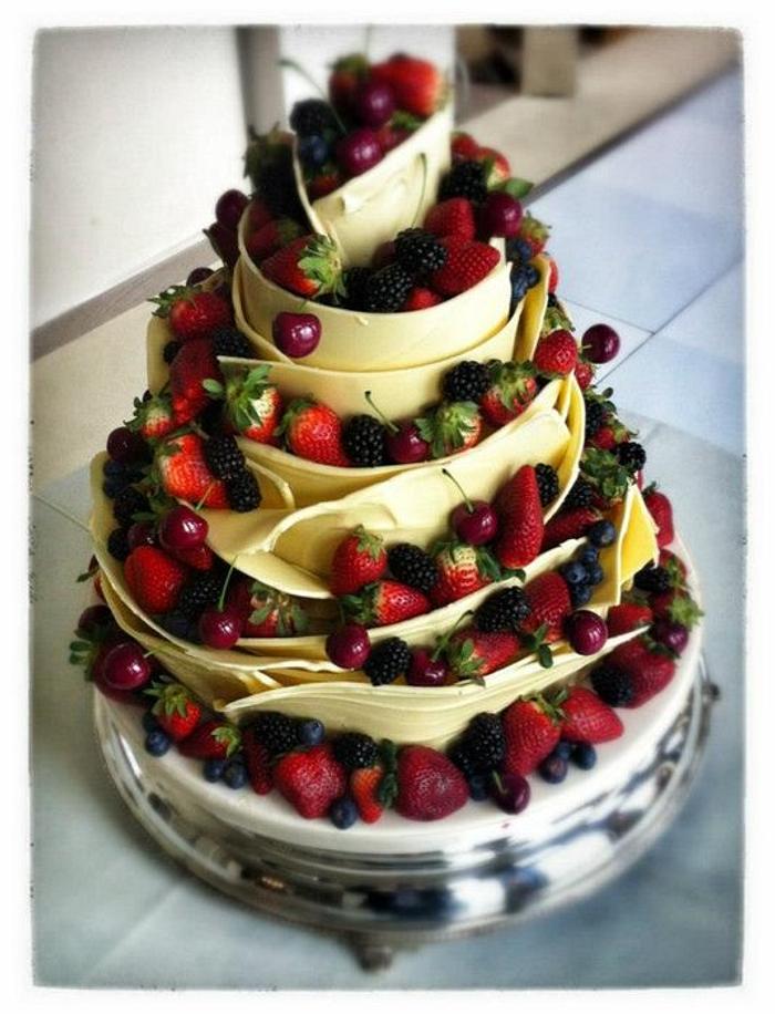 White Chocolate and Fresh Berries Wedding Cake