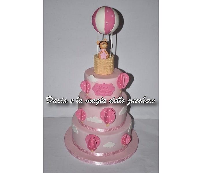  hot air balloon baptism cake