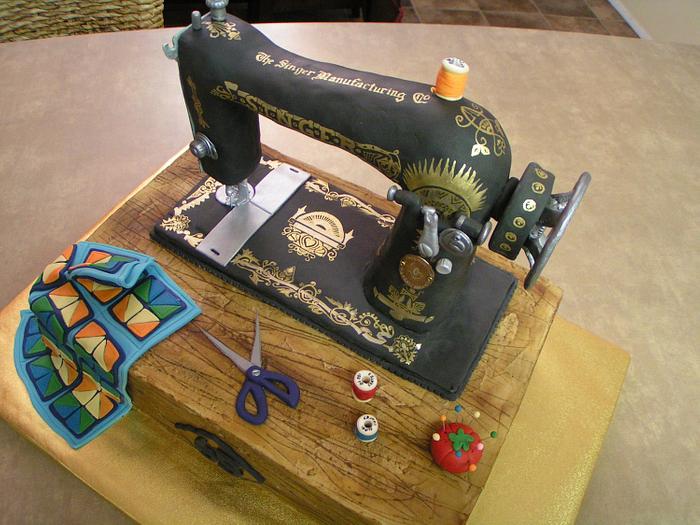 Antique Sewing Machine Birthday Cake