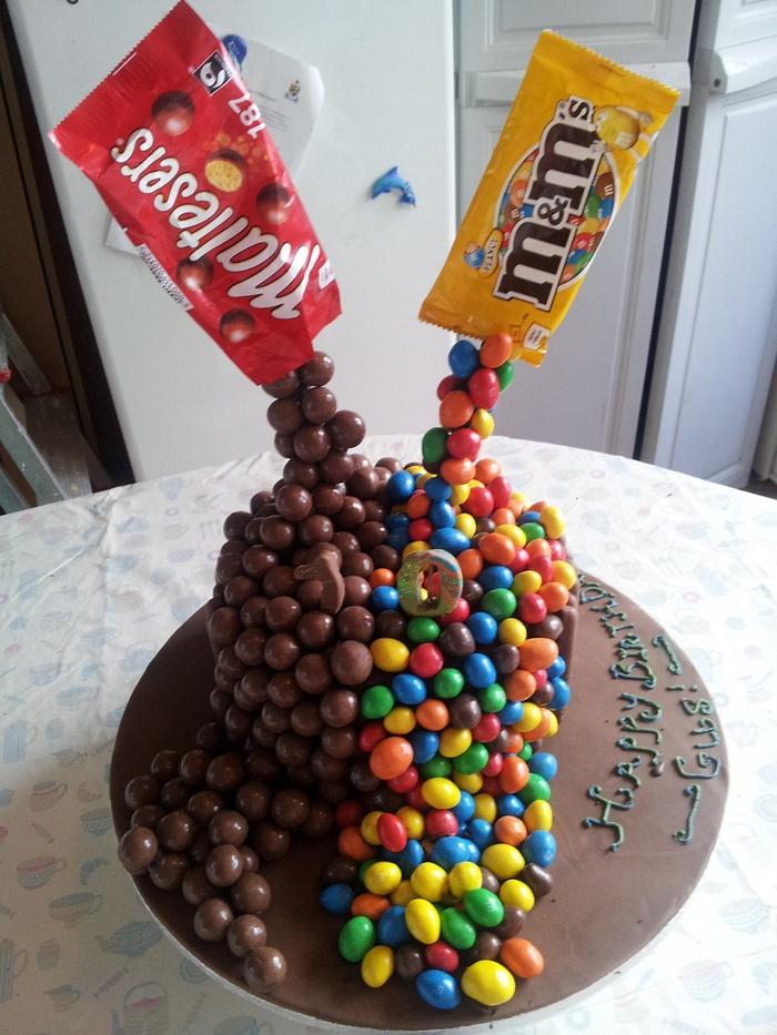 Malteesers and M&M's  Floating Cake