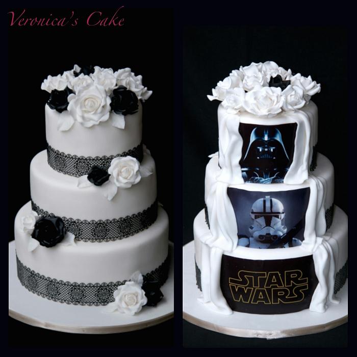 Double sided Star Wars cake
