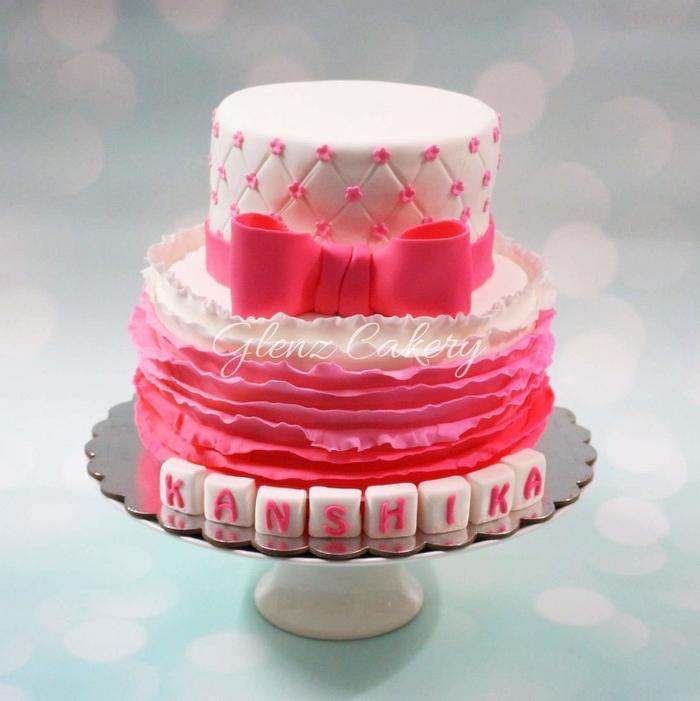 Pink ombre birthday cake  