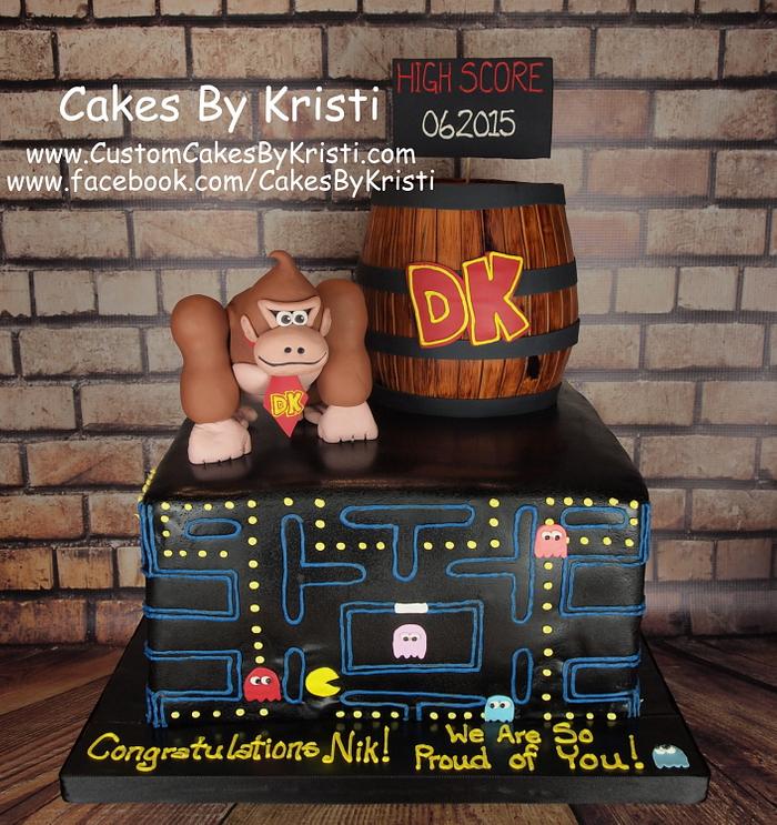 Pac-Man & Donkey Kong Graduation Cake