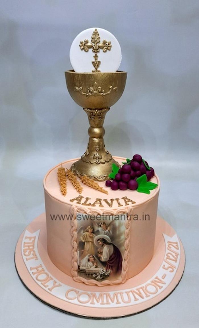 Communion or Christening , chalice and cross personalised cake topper | eBay