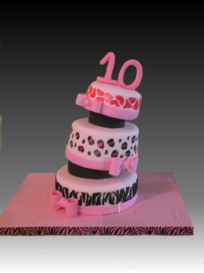 Pink animal print cake
