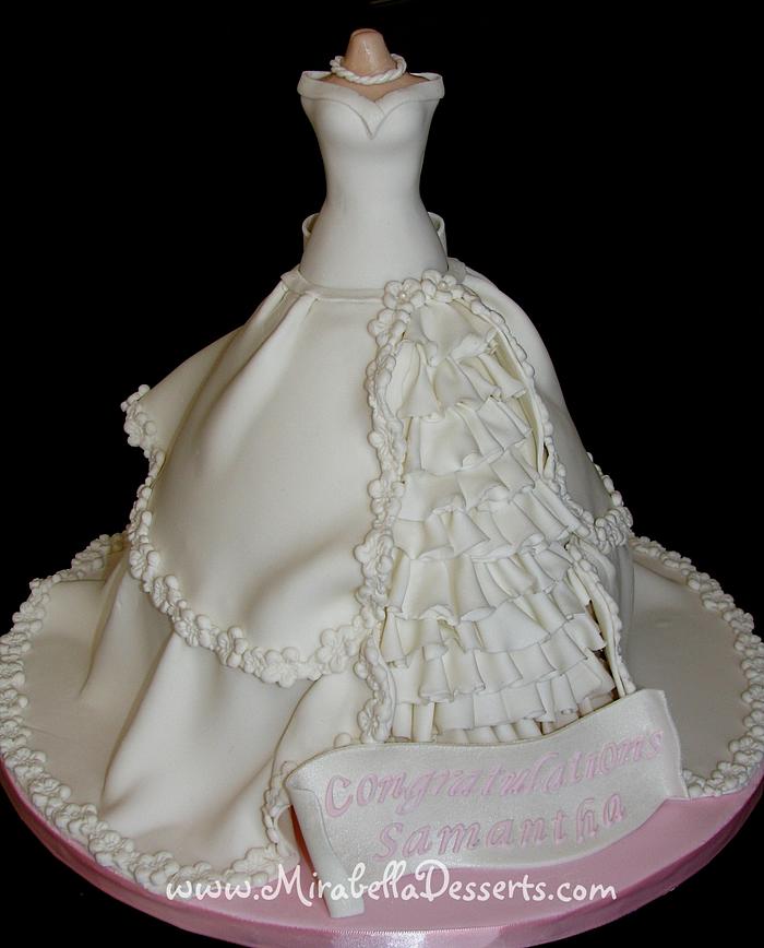 Ruffled Bridal Gown Cake