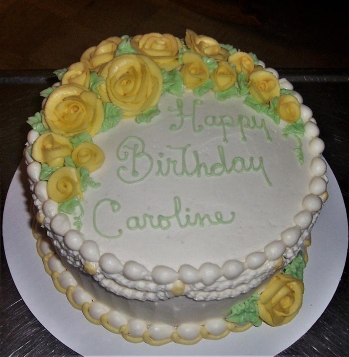 Yellow Rose Birthday Cake