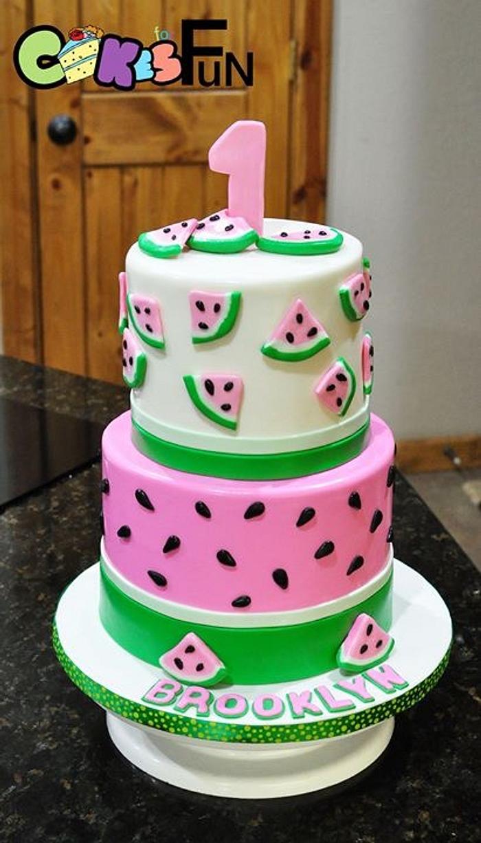 First birthday watermelon cake