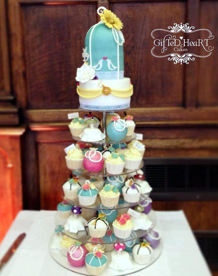 Alice inspired cupcake tower