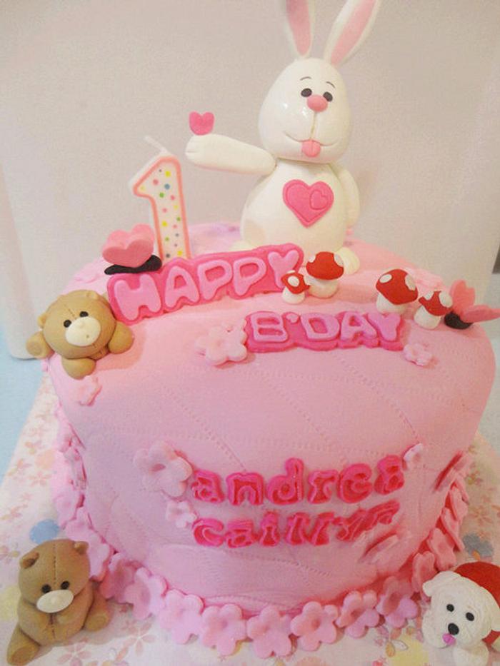 bunny 1st bday cake